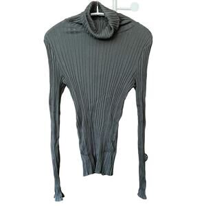 KOTN Ribbed Turtleneck Long Sleeve Fitted Slim Lightweight Top Forest Green
